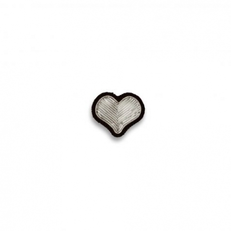 Broche brodée Coeur argent