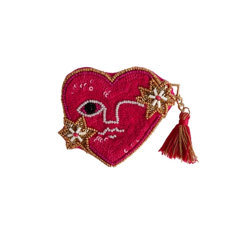Porte-monnaie brodé / Coeur