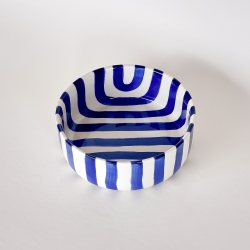 Bol en céramique rayée / bleu