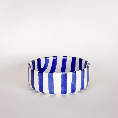 Bol en céramique rayée / bleu