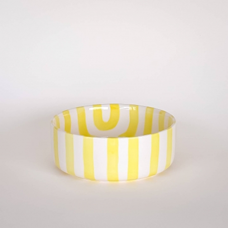 Bol en céramique rayée / jaune