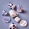 Duo de tasses rayées en céramique / Bleu