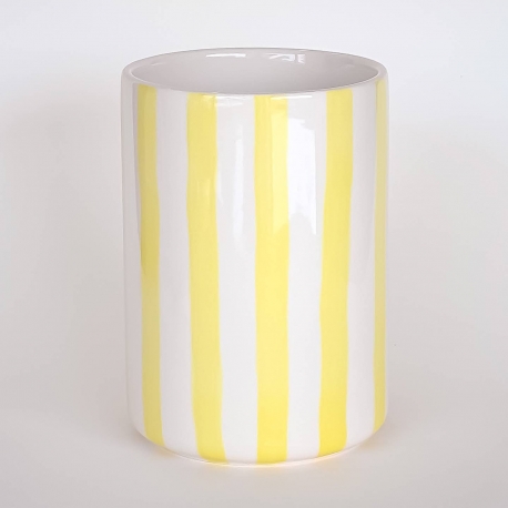 Vase en céramique rayé / jaune