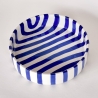 Grand bol en céramique / rayures bleues