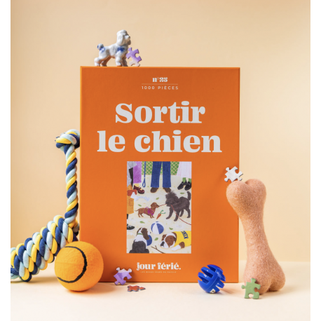 Puzzle Sortir le chien  / 1000 pièces / Jour Férié