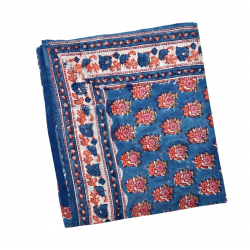 Foulard indien en blockprint / King blue
