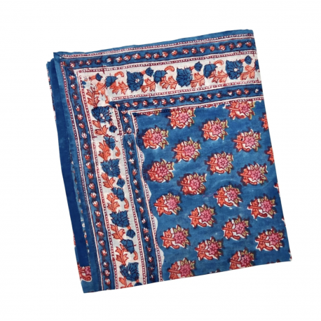 Foulard indien en blockprint / King blue