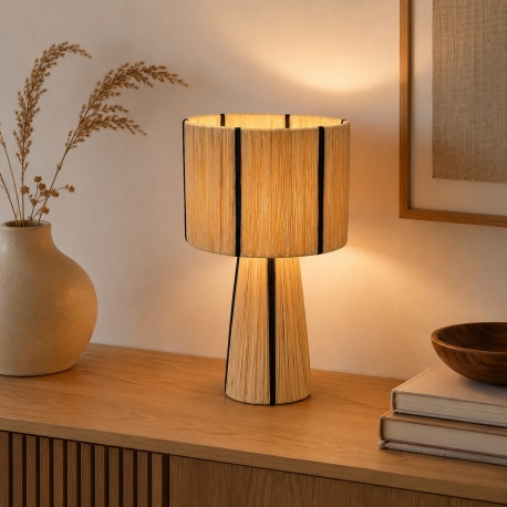 Lampe en raphia noir et blanc / XL