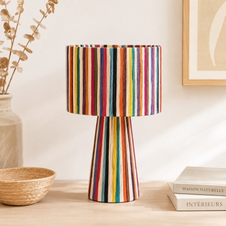 Lampe en raphia multicolore / L