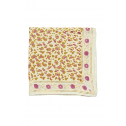Grand foulard indien / Léopard écru kiwi