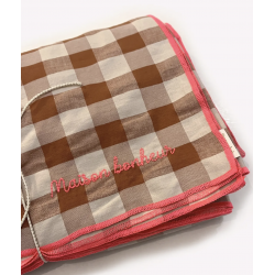 Nappe vichy brodée Argile