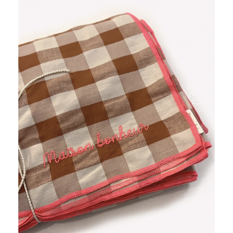 Nappe vichy brodée Argile