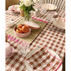 Nappe vichy brodée Argile