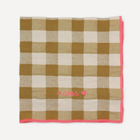Serviette de table brodée / Mama moutarde