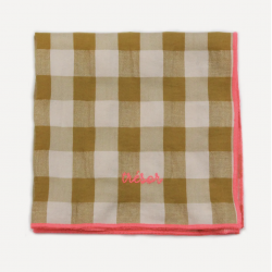 Serviette de table brodée / Trésor moutarde