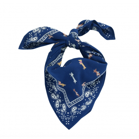 Petit foulard indien / Teckel indigo