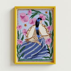 Affiche Dame folklorique au jardin / Carole Hillman