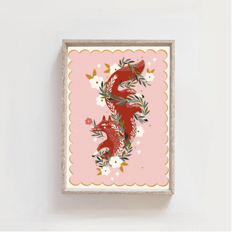 Affiche Renard et fleurs / Carole Hillman