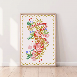 Affiche Tigre et fleurs / Carole Hillman