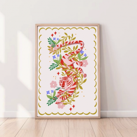 Affiche Tigre et fleurs / Carole Hillman