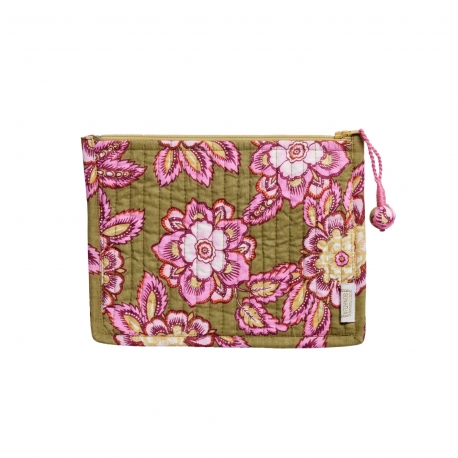 Pochette en blockprint / Jakarta olive