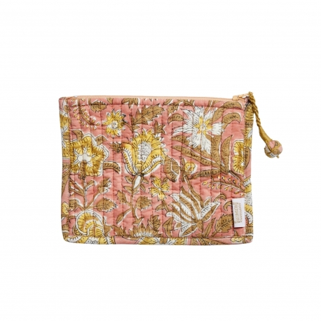 Pochette en blockprint / Nehru rose